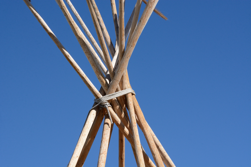 Detail,Of,Bare,Winter,Teepee,Poles,At,End,Of,Camping